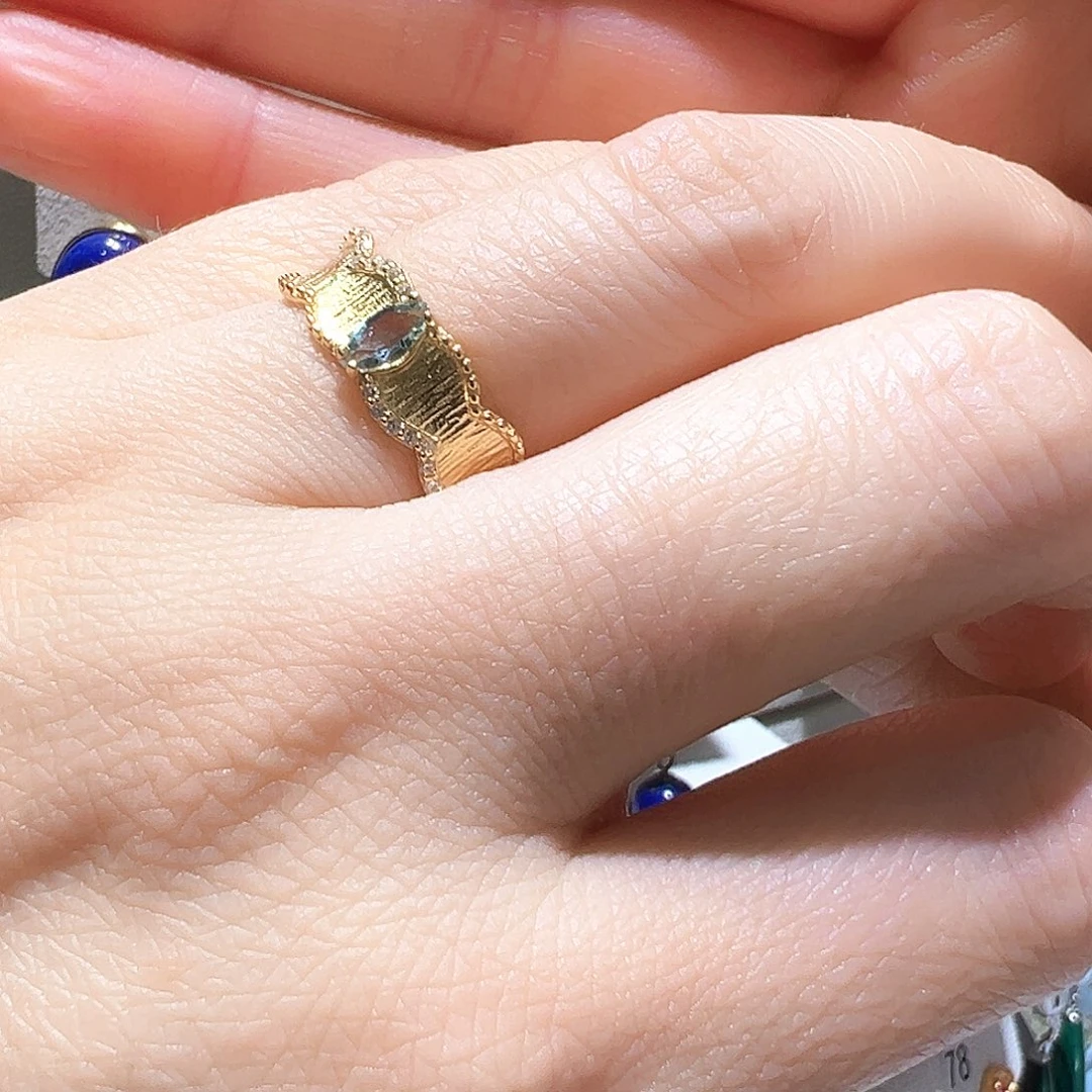 海蓝宝石戒圈银S925镶嵌不退不换不退运费14-16圈口