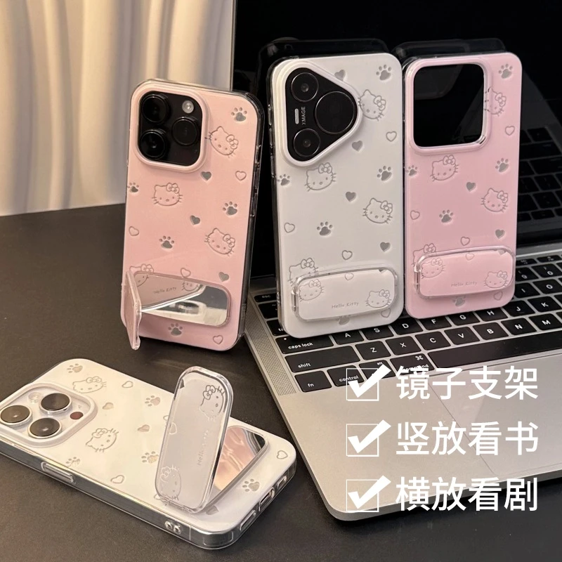 猫爪爱心kt支架适用苹果16羽纱15手机壳华为vivo小米14oppo