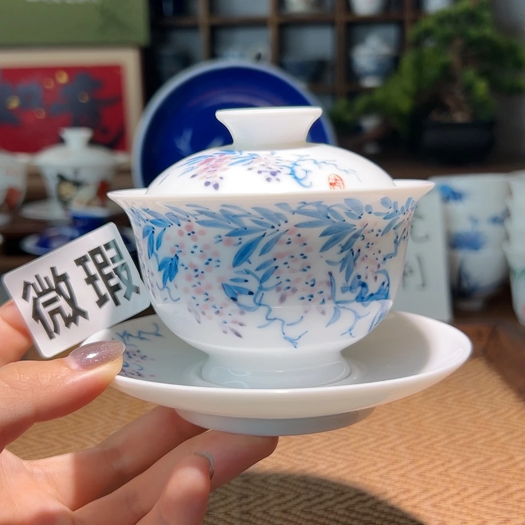 【闪购商品】微瑕 手绘 盖碗