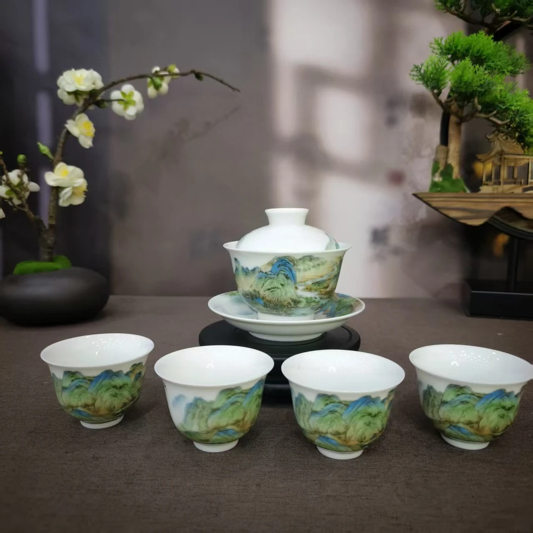 【百善瓷业】千里江山图茶具套组-GH