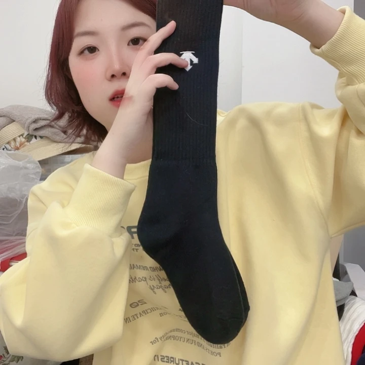 三醋酯纤维迪黑色全毛巾小腿袜811