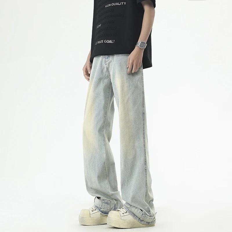 户外牛仔裤男款2025夏季新款季美式复古潮流宽松直筒vibe阔腿长裤