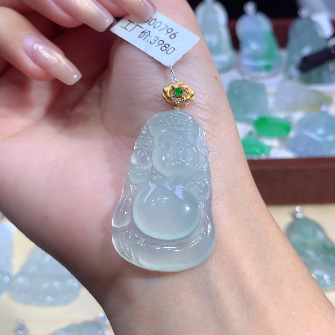 吊坠(不含链)18K金镶嵌翡翠