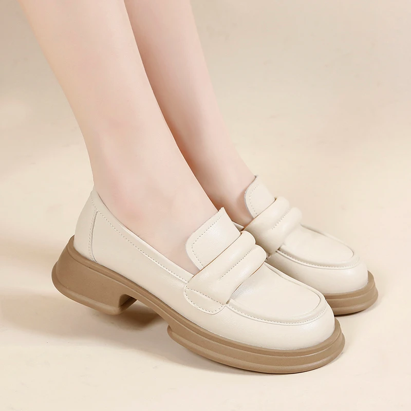 真皮乐福鞋女2025爆款英伦风小皮鞋女百搭超软底乐福鞋真皮单鞋女