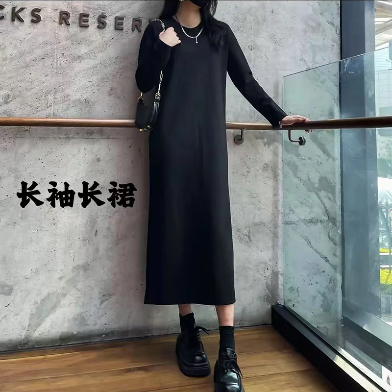 酷飒风女装高级感宽松休闲气质显瘦百搭打底连衣裙纯欲慵懒风女装