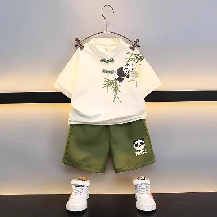 男童国风汉服短袖套装2025夏季新款儿童洋气男宝宝帅气古风唐装潮