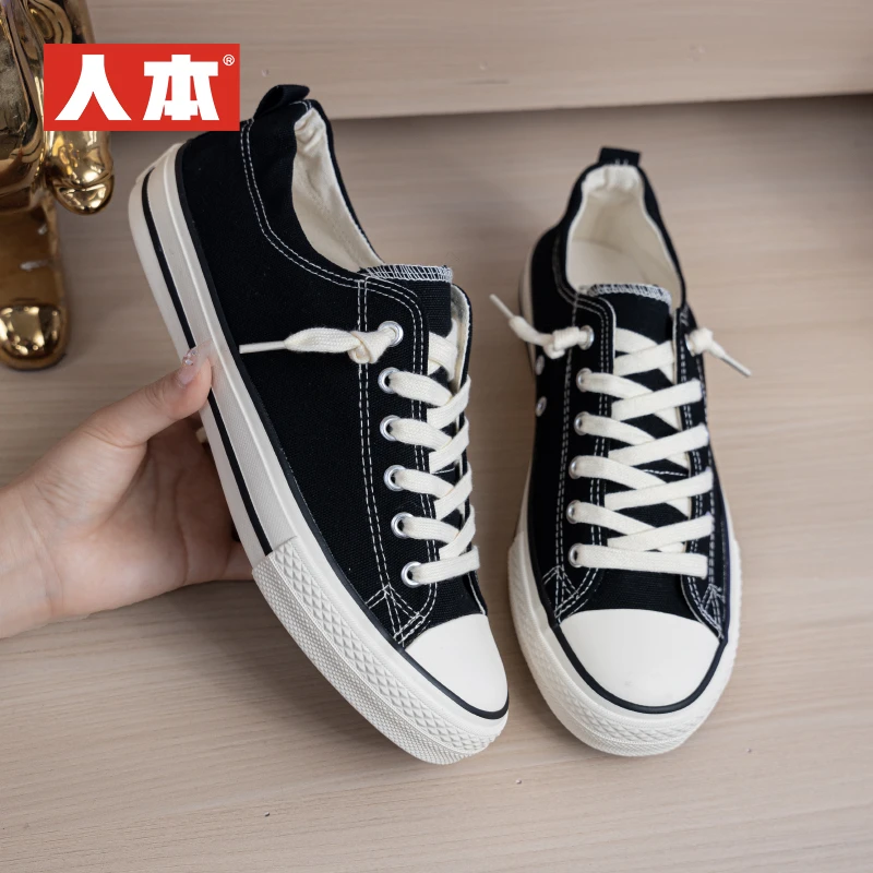 人本男款春秋季爆款帆布鞋经典百搭软底透气男鞋一脚蹬懒人鞋
