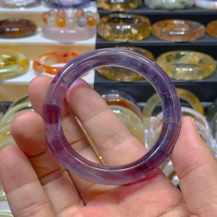 水晶手镯未镶嵌云**妈天然紫水晶手镯52圈口（不退不换）