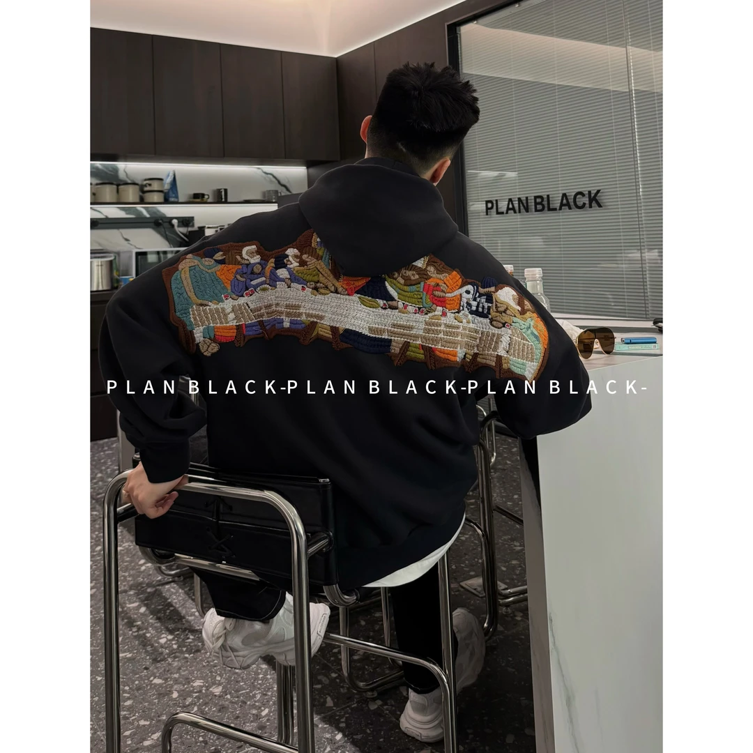 RICH陈发财【最后晚餐/拉链外套】名画之作！复古拉链帽衫外套8032