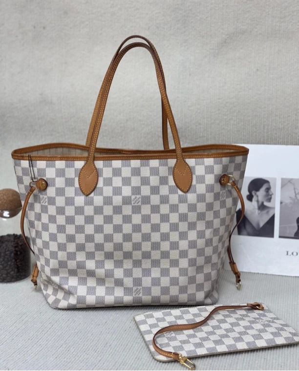 95新 LouisVuitton/路易威登 白棋盘格NF子母包中号12520