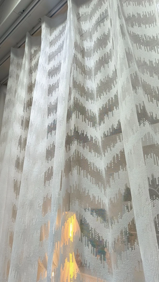 白色波浪-波浪纹精编绣花镂空工艺阳台飘窗客厅书房窗纱