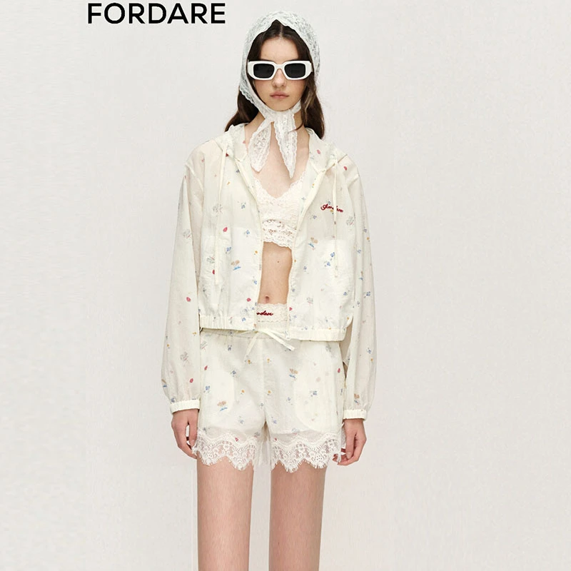 FORDARE/福蝶25春夏油画小狗连帽运动外套