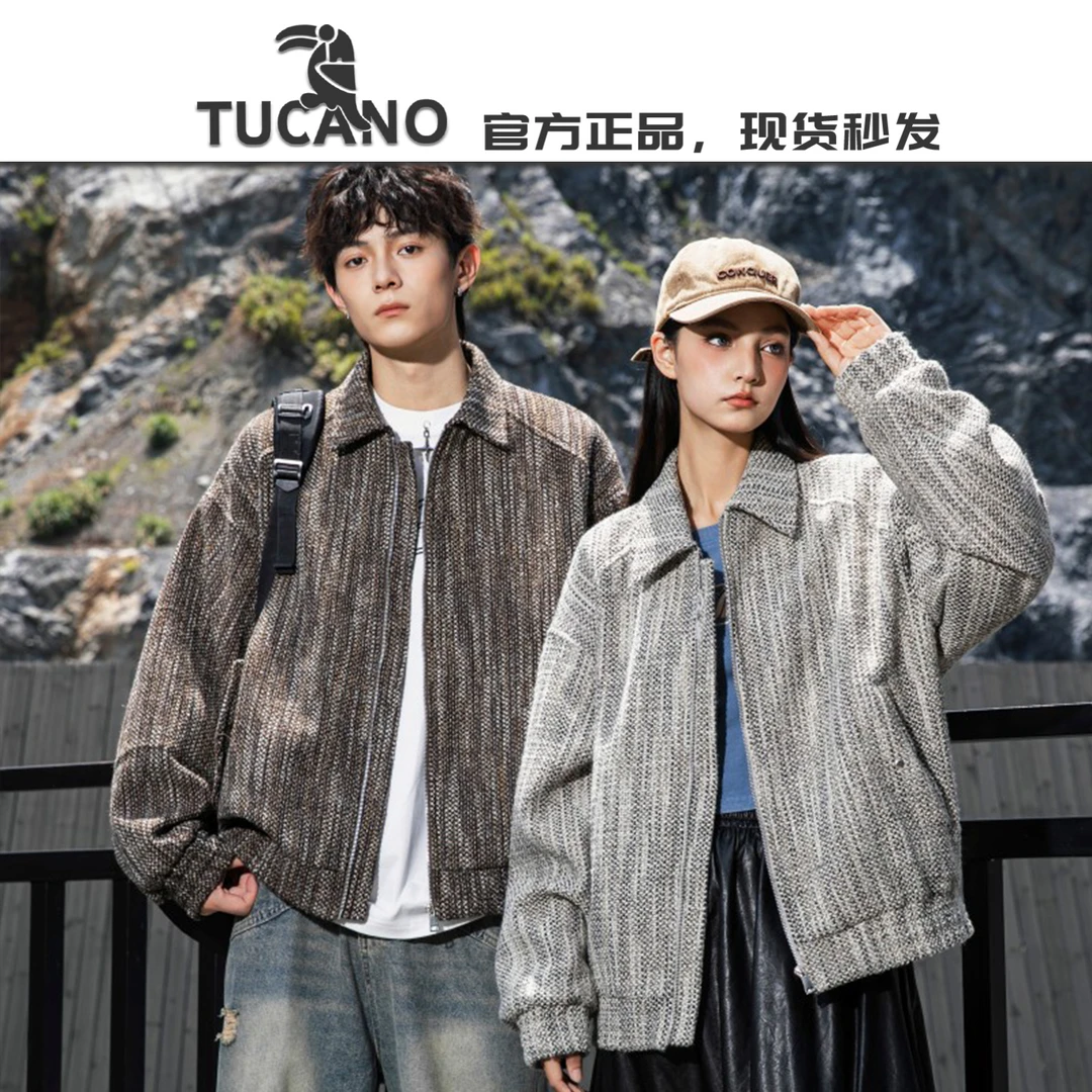 啄木鸟【官方】2025新款秋季休闲夹克男女款潮牌老钱风复古上衣外套