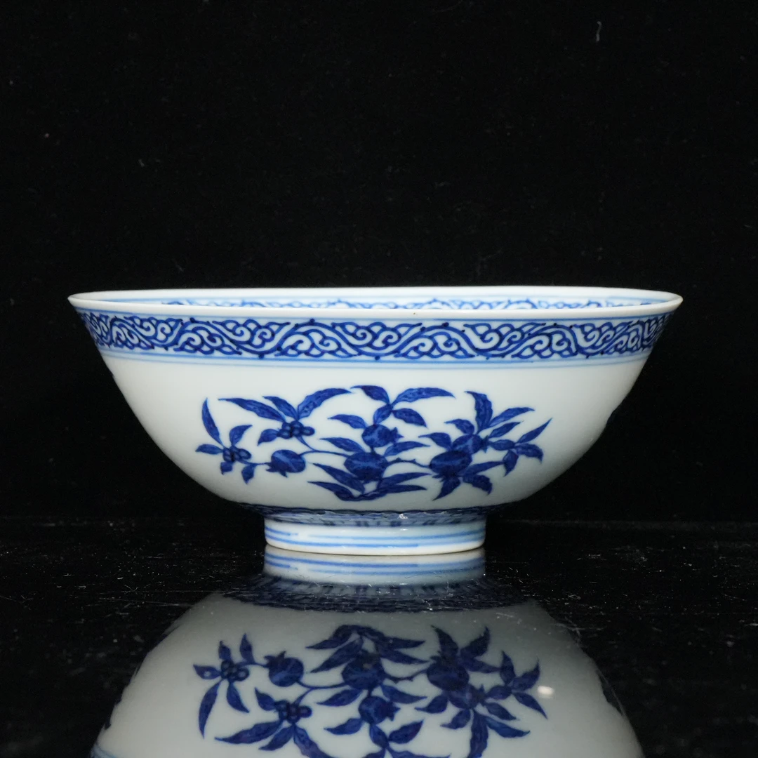 lot16589 6964 清光绪 青花三多纹碗 D:15.1