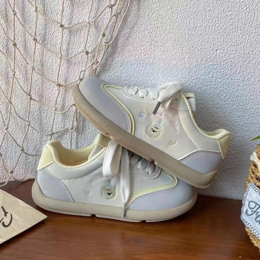 芒果头板鞋2025新款春季百搭丑萌大头鞋厚底小白鞋宽头德训鞋潮K