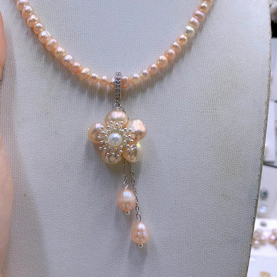 银S925镶嵌耳饰淡水珍珠