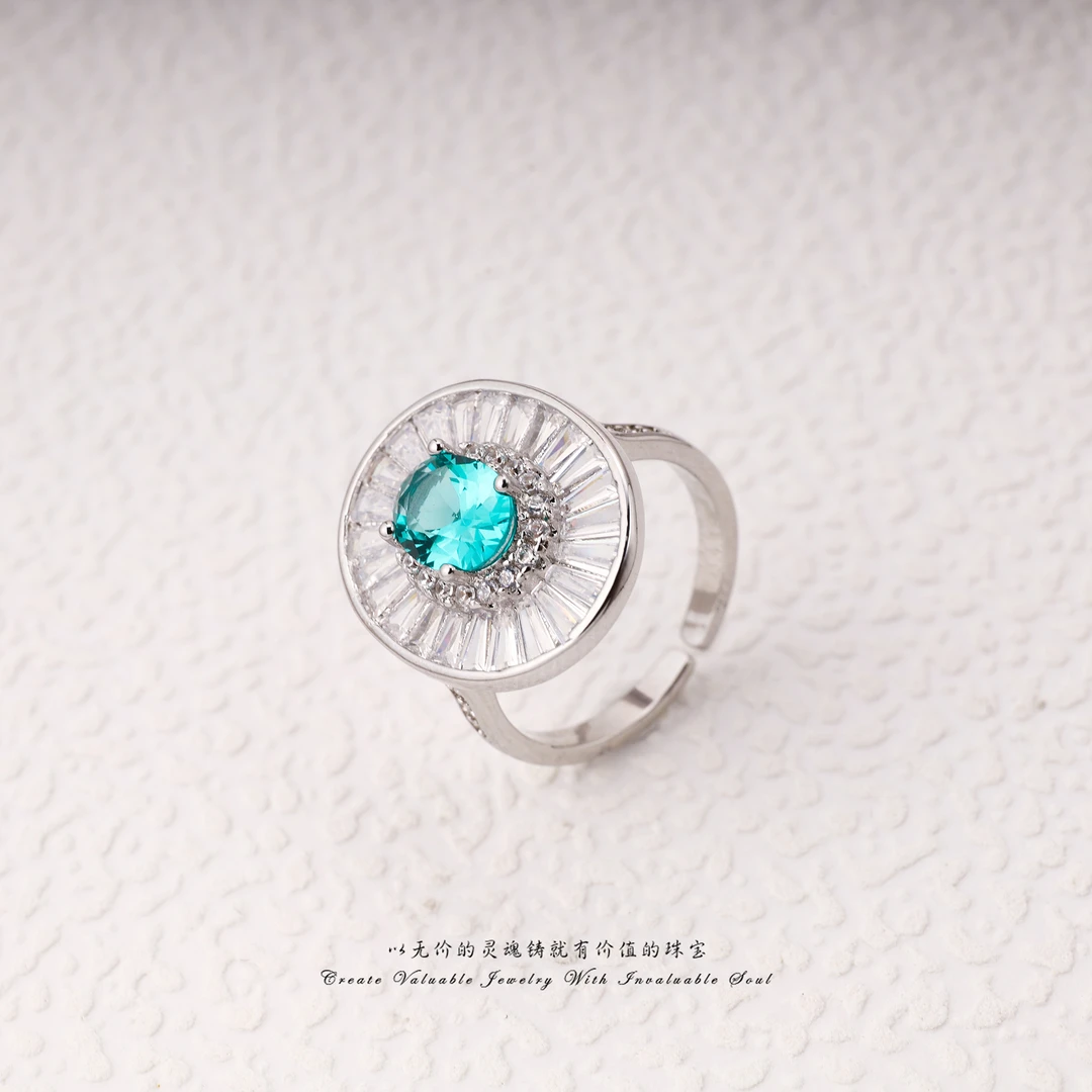 铜合金锆石戒指 轻奢个性镶嵌百搭时尚开口戒指 LSK-C-31129