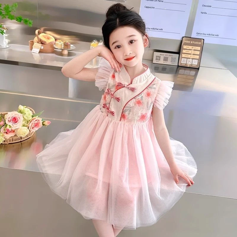 女童连衣裙夏装小女孩洋气裙子新款夏季儿童汉服蓬蓬纱公主裙9188