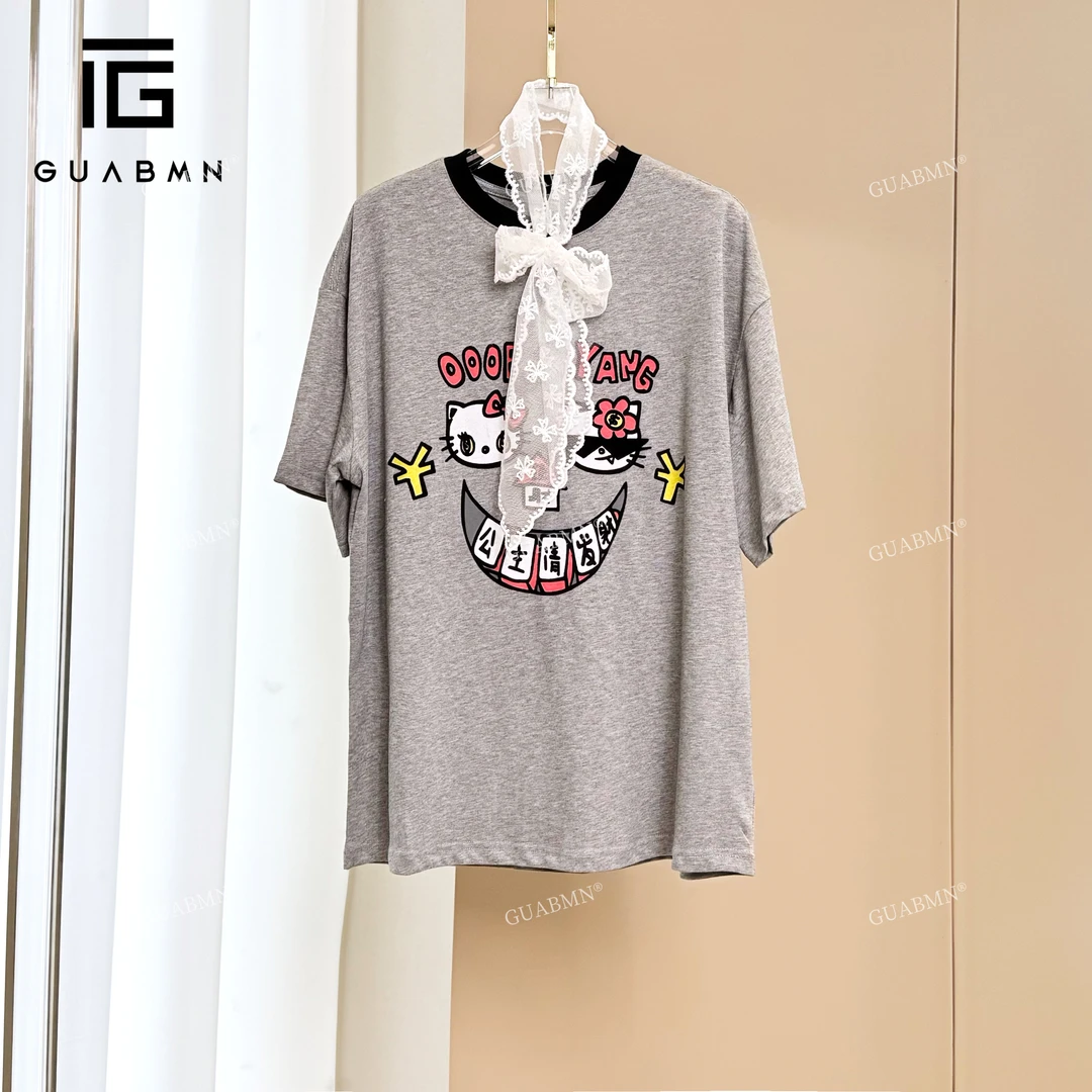 GUABMN2025夏季新款圆领宽松显瘦薄款长袖T恤3950