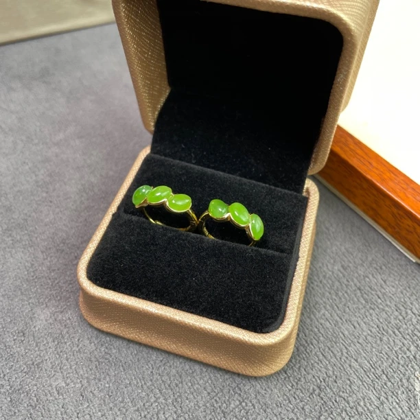 和田玉碧玉三生三世S925银镶耳扣多样性发货