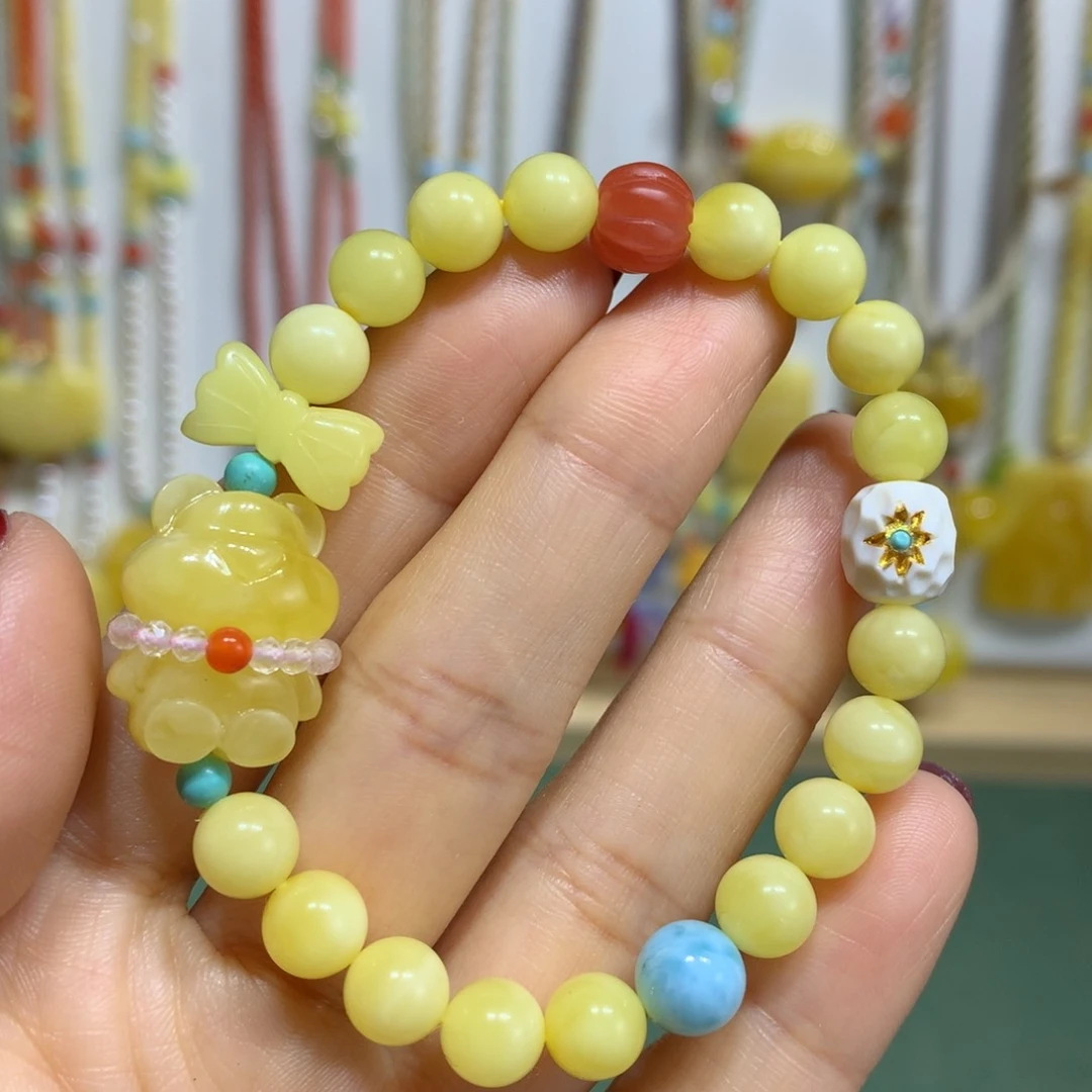 琥珀手链未镶嵌7mm尺寸