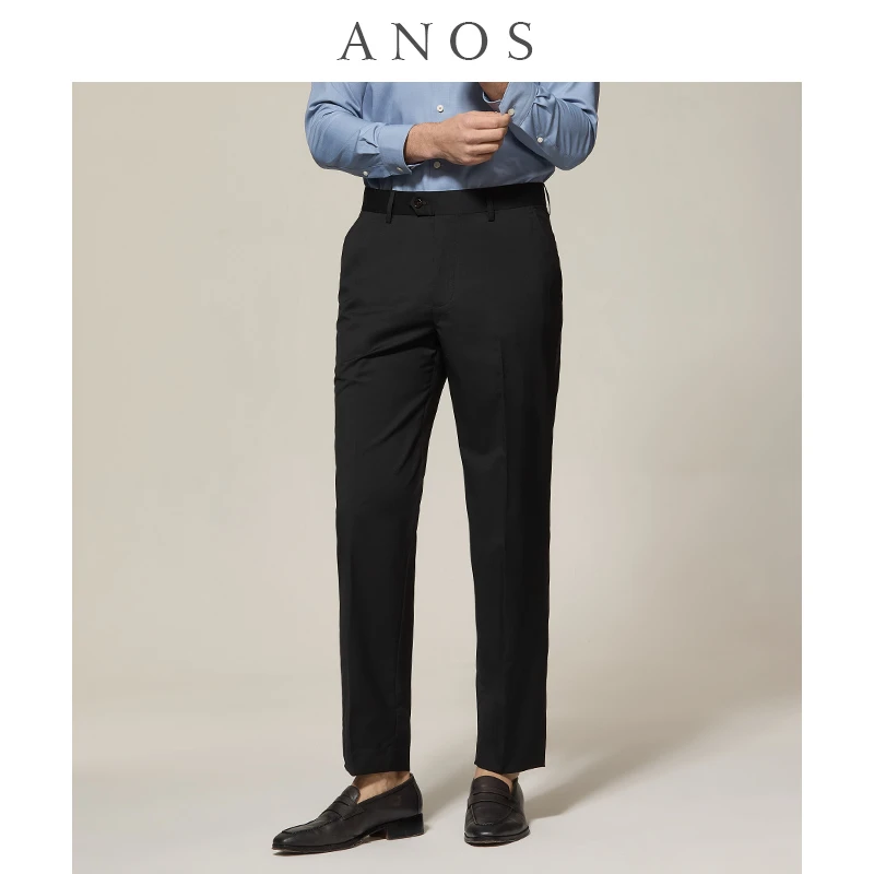 【凉感冰藻泥】ANOS黑色西裤男商务免烫透气职业正装垂感微弹长裤