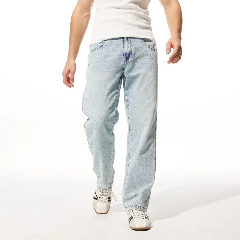 牛仔裤2025春夏季新款爆款浅蓝水洗复古美式休闲百搭宽松直筒长裤