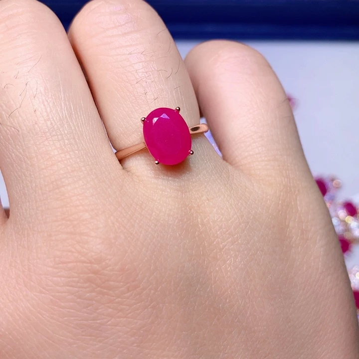红宝石戒指银S925镶嵌