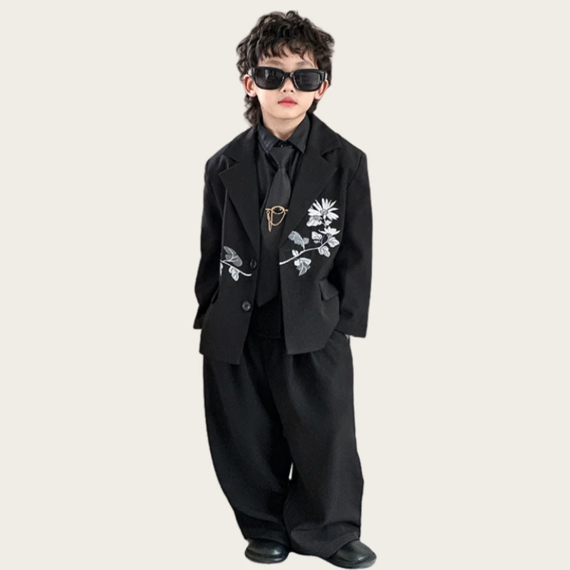 国风儿童西装花童韩范痞帅西服男童花童儿童西装套装男孩