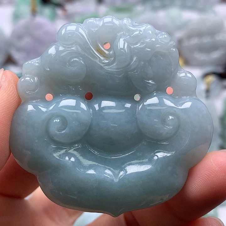 翡翠未镶嵌颈饰大如意两面工艺福利洒黄翡福利