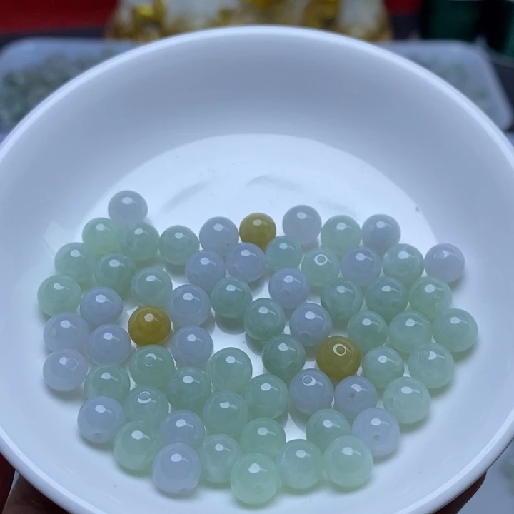 翡翠未镶嵌手链卡7.4冰三彩12个