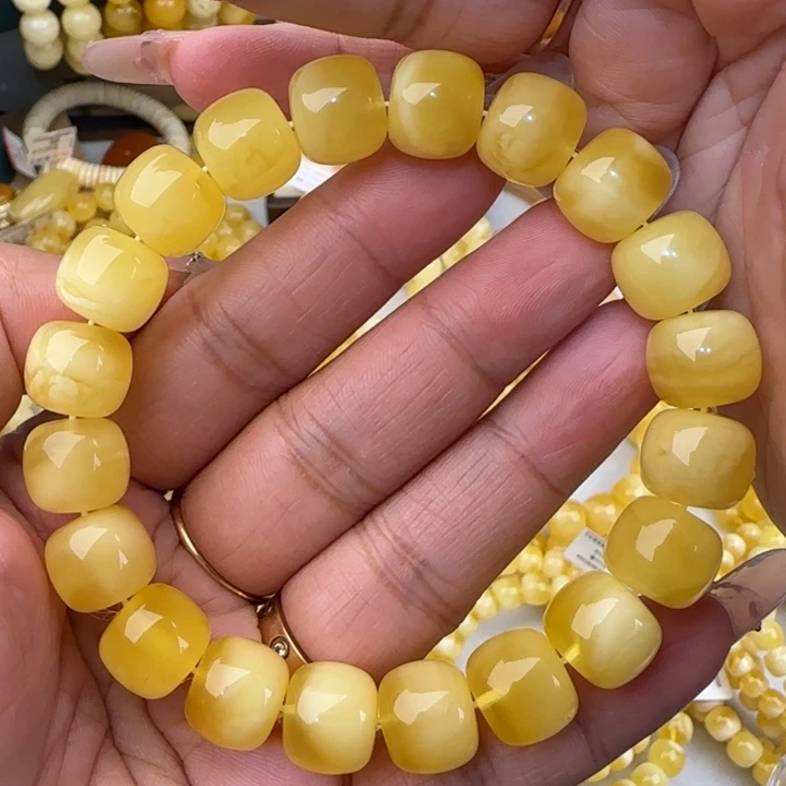 手链蜜蜡未镶嵌白花老型手串