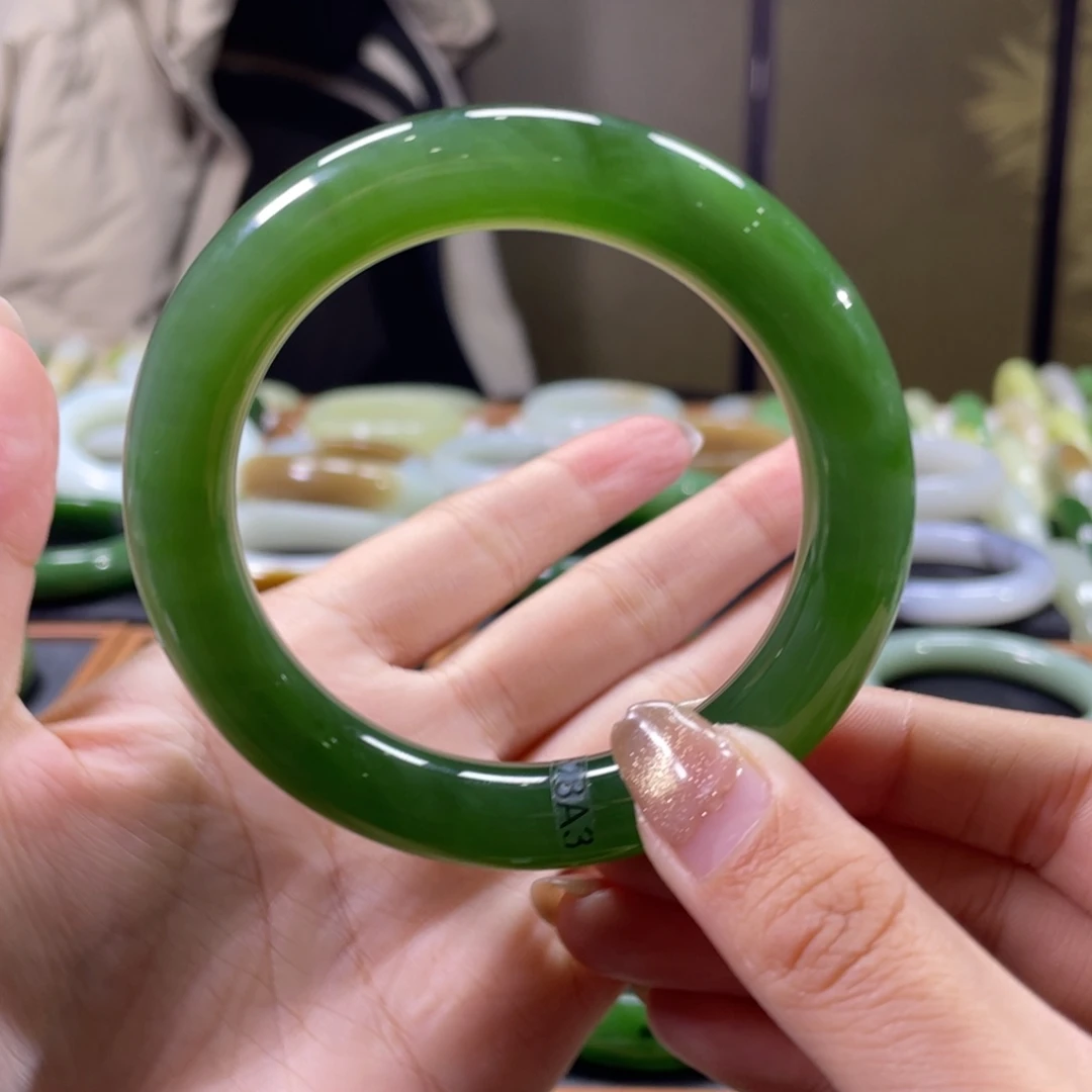 和田玉未镶嵌手镯57圆条