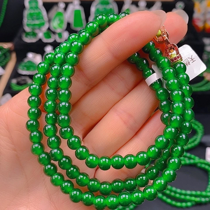 翡翠未镶嵌耳饰天然A货翡翠珠链6