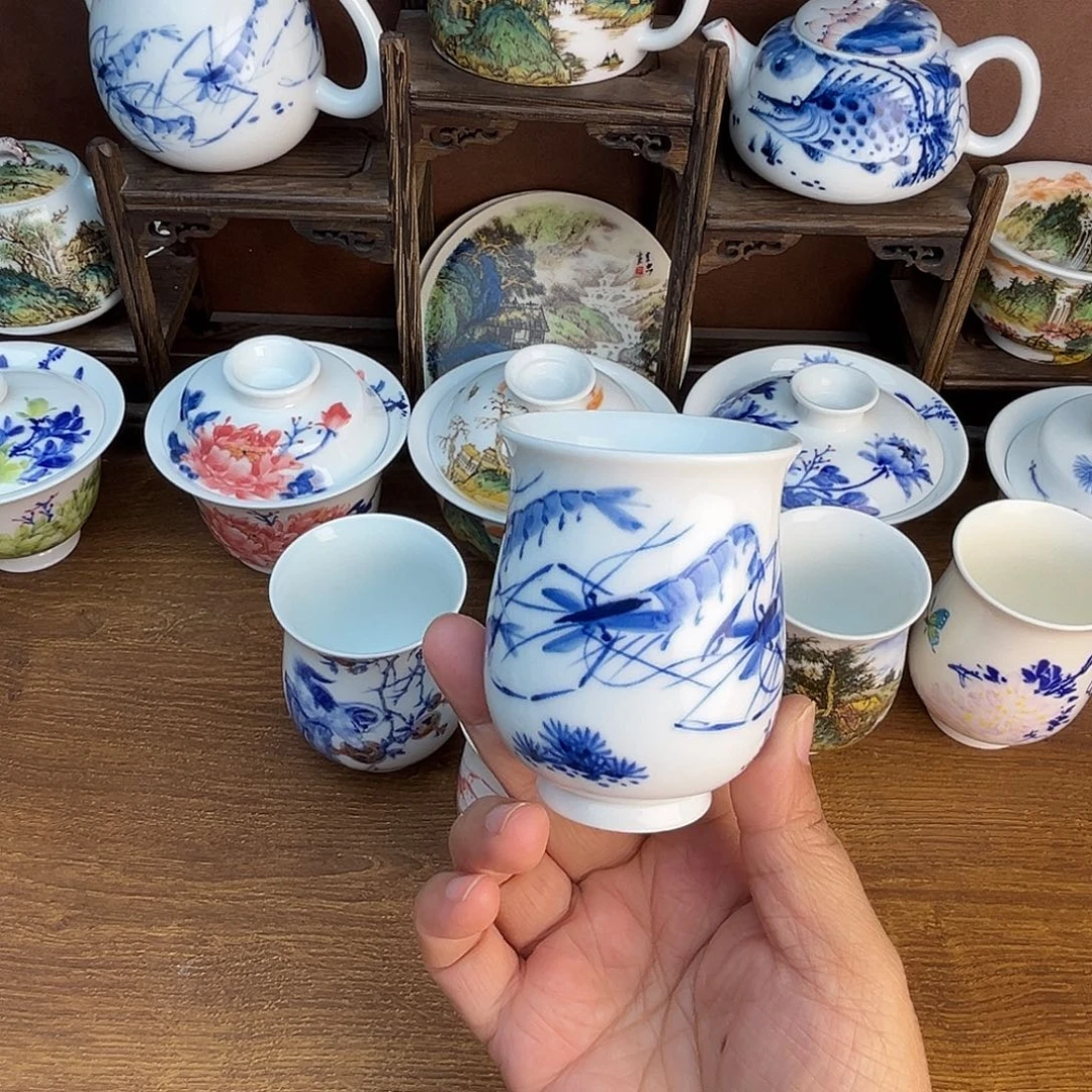 忠意堂釉下彩虾趣