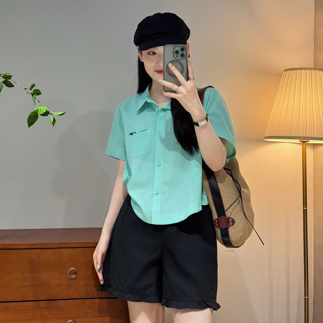 【气泡衬衫】韩系ins时尚休闲百搭宽松纯色薄衬衫女-M25202382