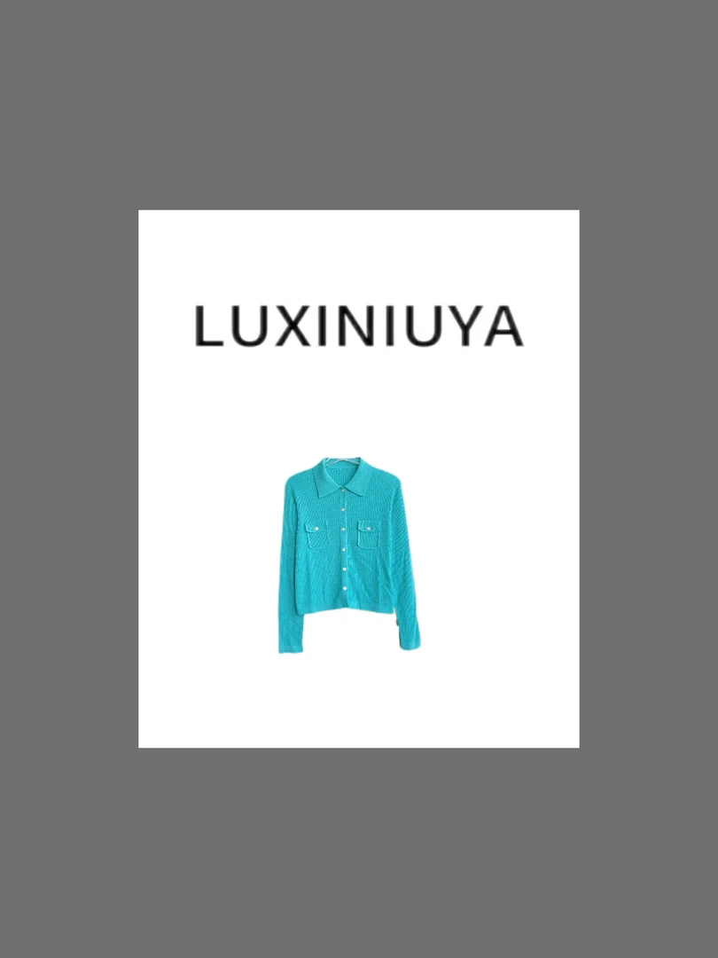 【LUXINIUYA】开春穿搭!25春新款口袋polo领薄款休闲针织开衫CX2967