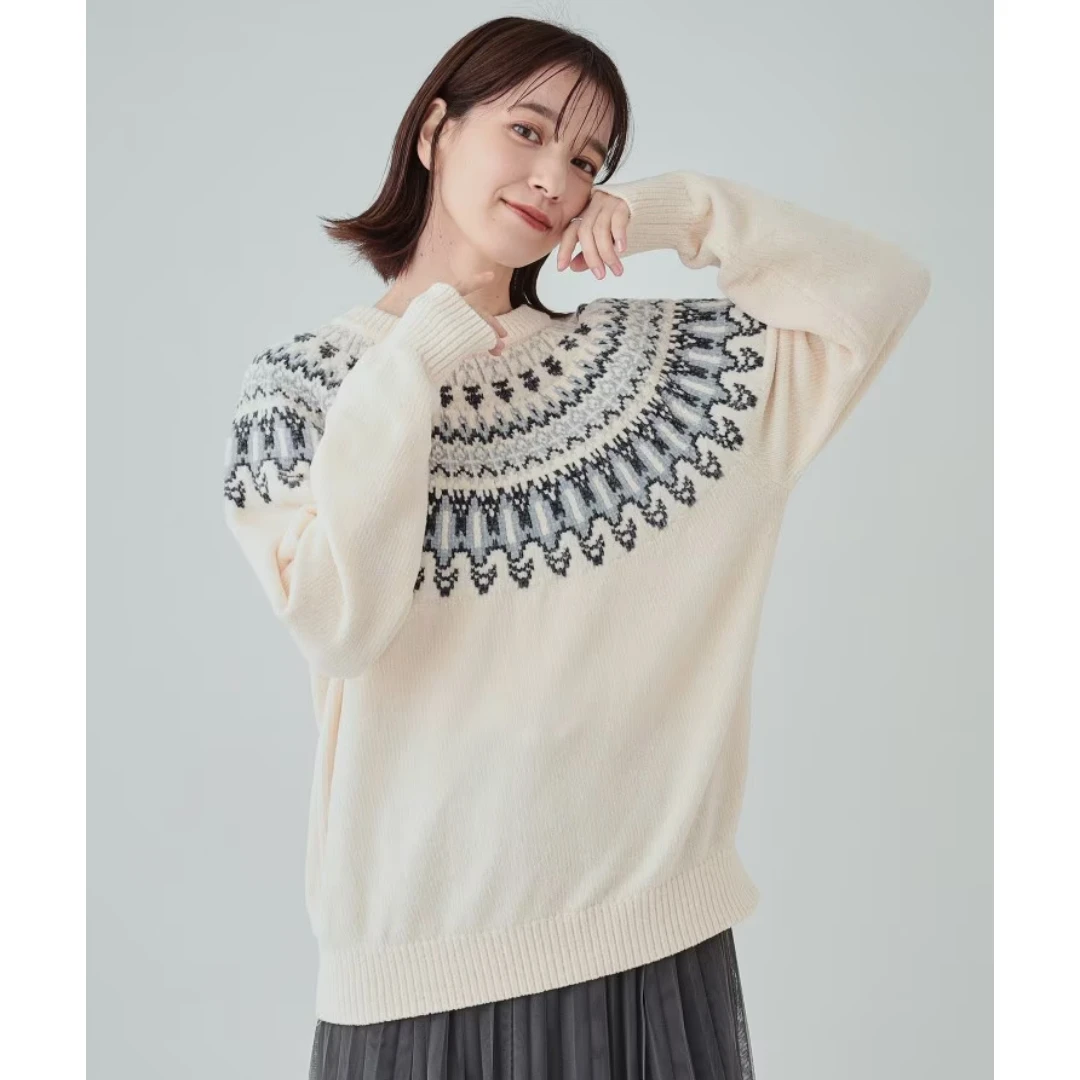 【胖虎家】 人气爆款 S 冬季费尔岛雪尼尔保暖针织衫女