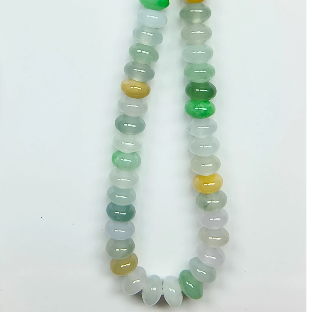 A126天然翡翠A货，鼓珠卡6.8*4.2，45颗