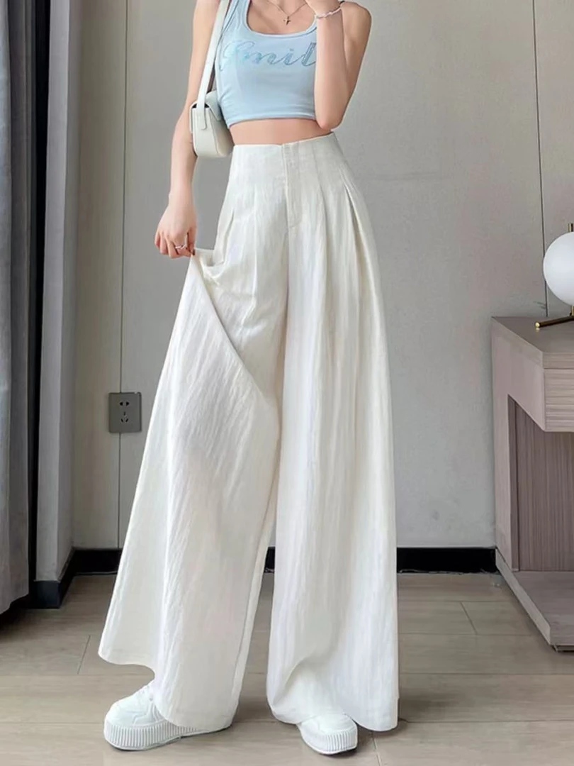 白色轻薄阔腿裤女夏季2025新款高腰垂感凉凉裤薄款休闲山本裤女