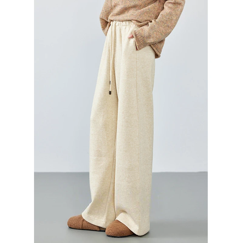 复古轻奢松驰感休闲裤女25秋季松紧腰阔腿裤1001