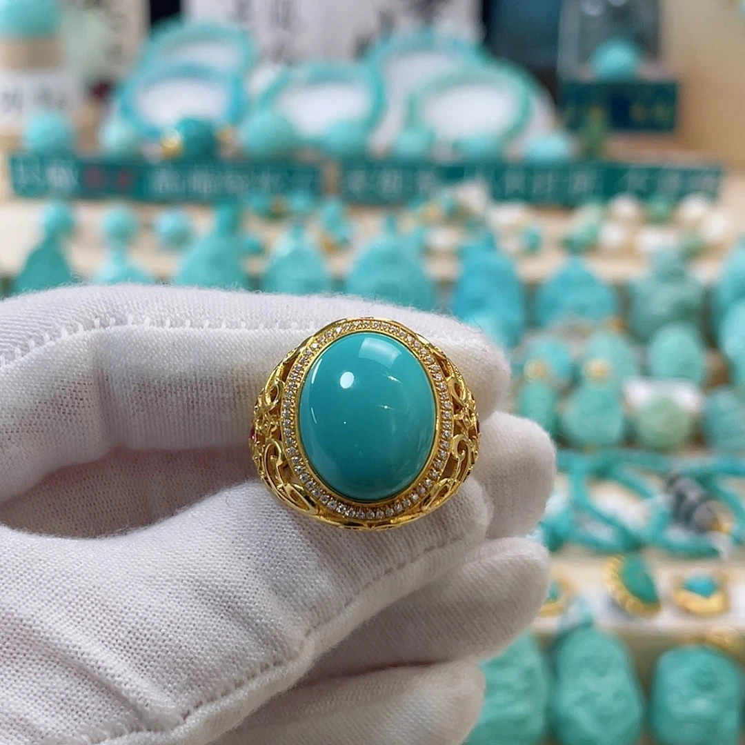 绿松石珠宝奇石18K金镶嵌