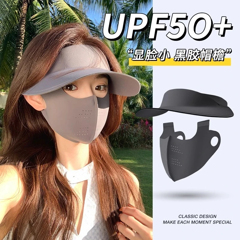夏季全脸防晒口罩女防紫外线遮阳帽子面罩一体可拆卸冰丝脸基尼