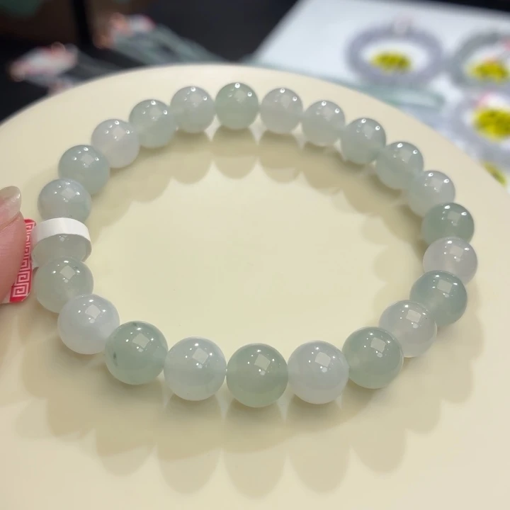 翡翠未镶嵌手链冰胶马卡龙卡8.4