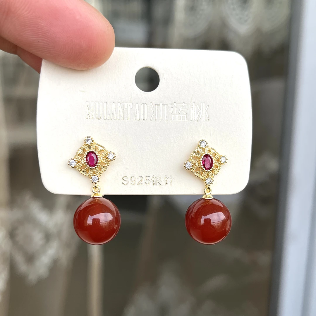 铜合金琉璃耳饰 复古耳坠精美气质女款耳饰