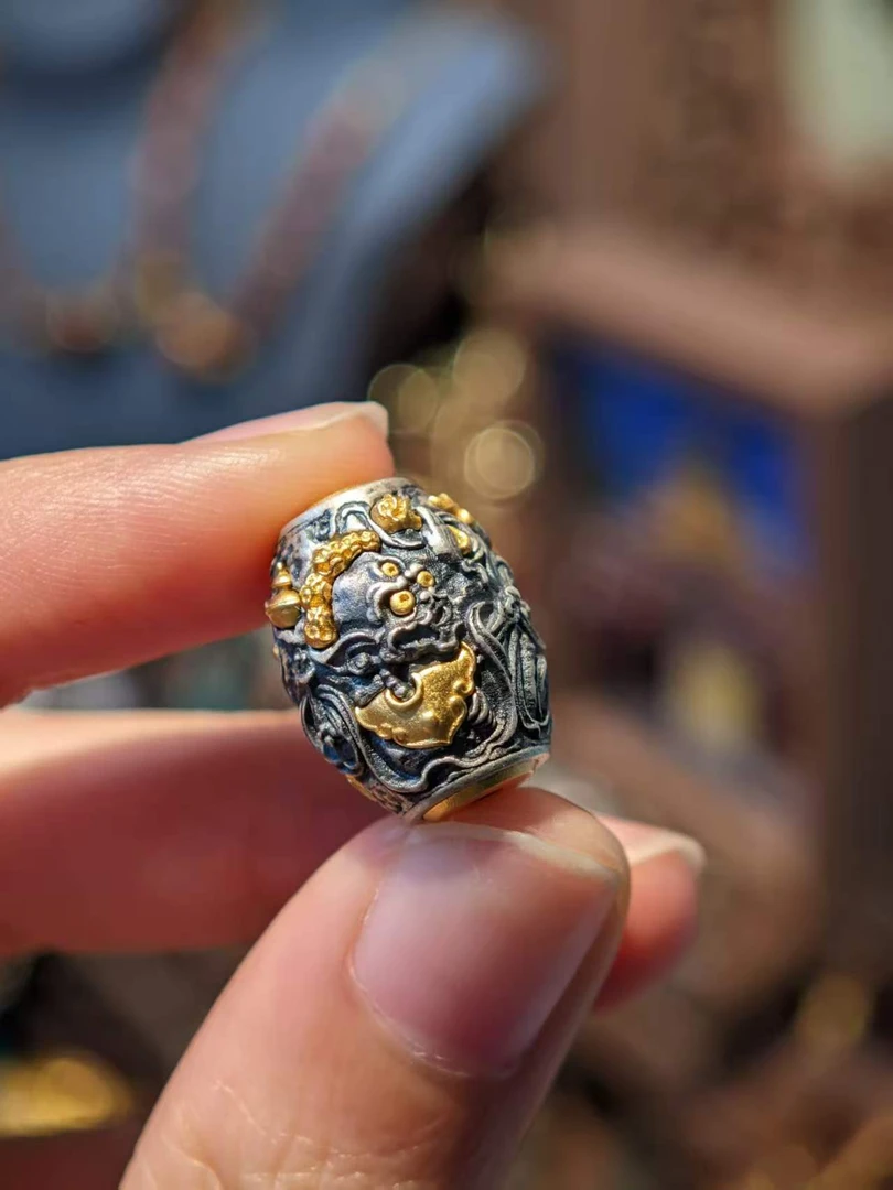 925银银制品 【美萍藏传】银S925/精工双怙主手机挂件