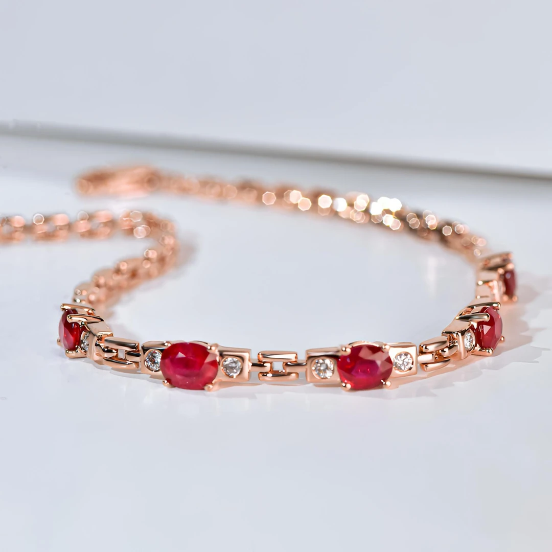 熳烿珠宝18k彩天然红宝石手链#镶天然南非真钻#流行#精致#复古