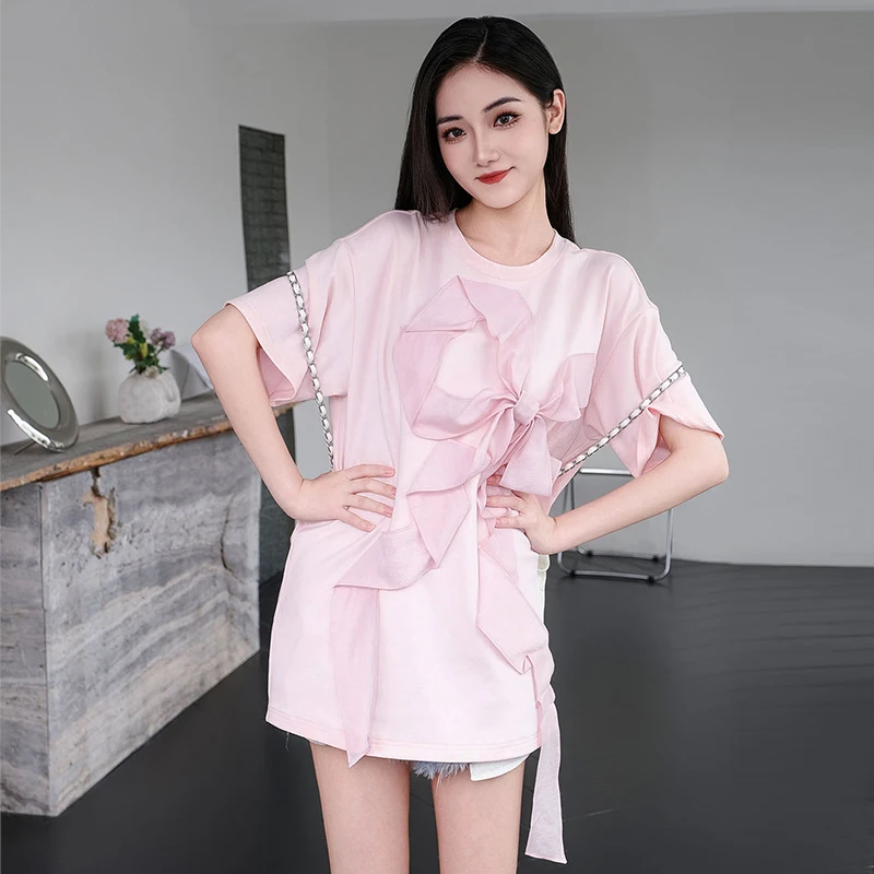 【小北专属】时尚蝴蝶结短袖针织T恤842670