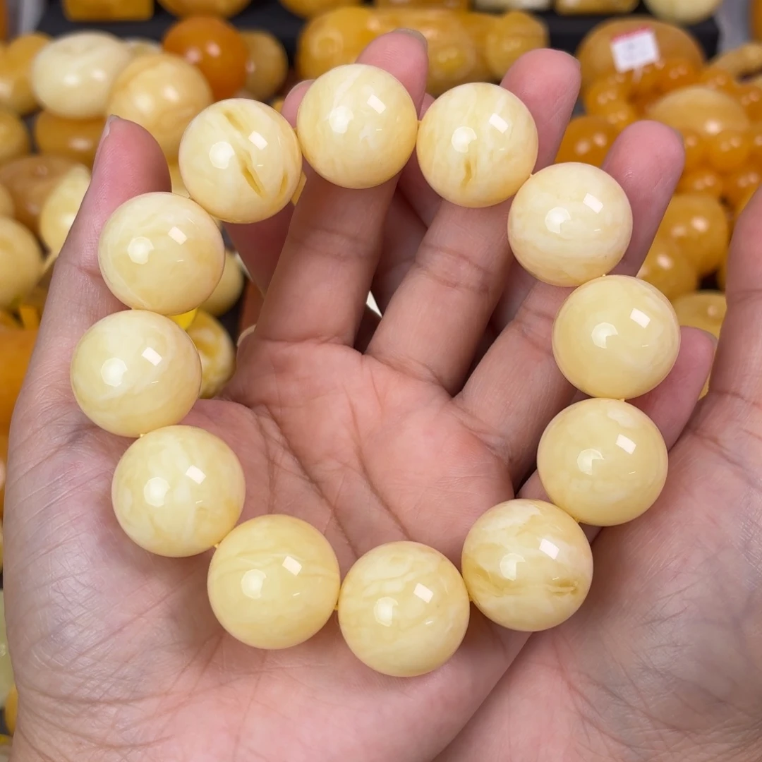 蜜蜡未镶嵌吊坠(不含链)20白花同料手串