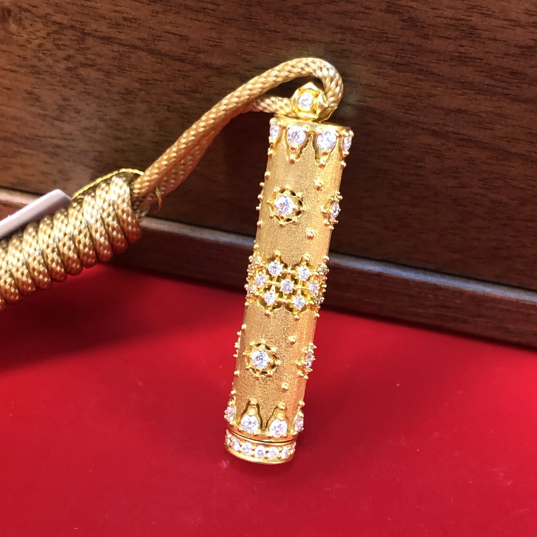 定制黄金足金999镶嵌仙女魔法棒吊坠